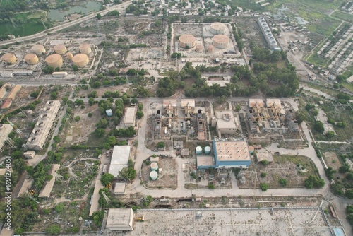 aerial view of city and grid station