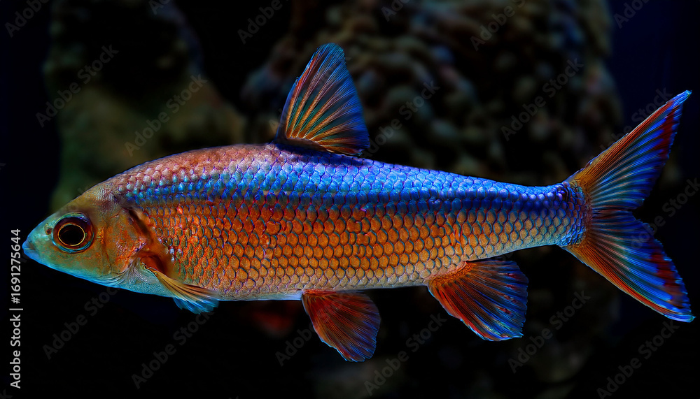 Fototapeta premium This Detailed Image Of A Fish Showcases Its Vibrant Scales And Unique Features Perfect For Nature Enthusiasts And Aquatic Life Studies