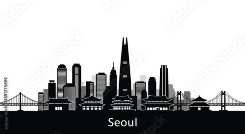 Seoul City Skyline Illustration