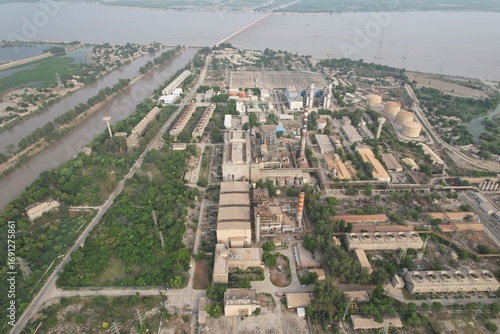 aerial view of city and grid station