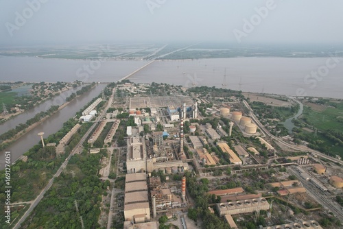 aerial view of city and grid station