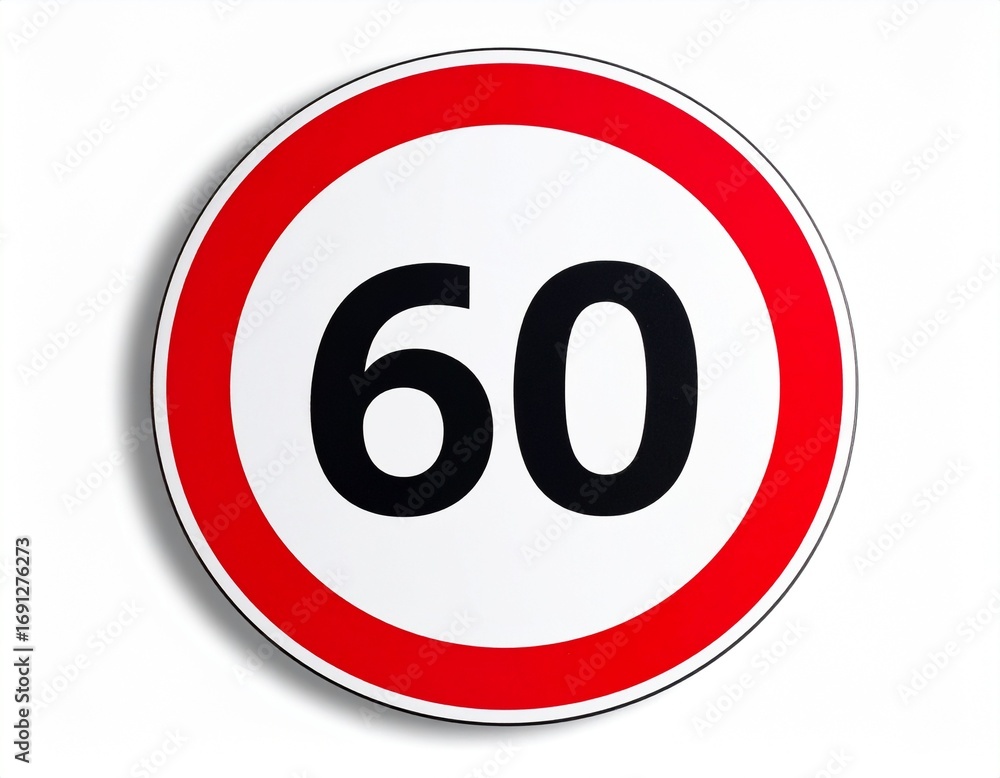 Fototapeta premium Mandatory Speed Limit 60 Sign Essential Traffic Regulation for Road Safety and Driver Compliance on public roads
