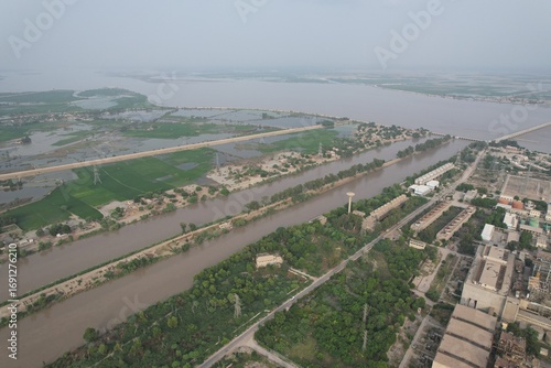 aerial view of city and grid station