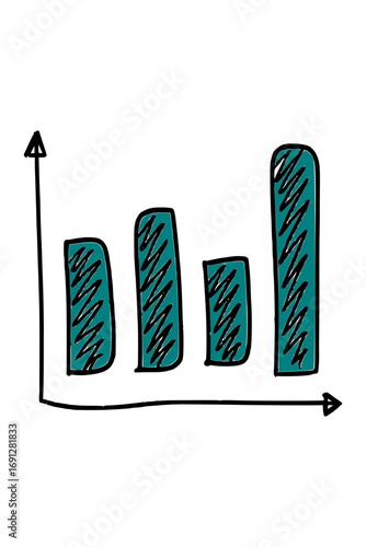 Growth chart showing financial progress, hand drawn business graph for presentations and reports