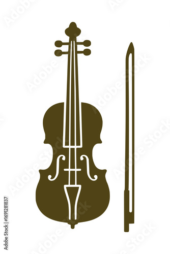 Elegant violin and bow illustration, musical instrument with classic appeal for music lovers and concert promotions