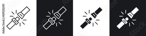 Seat Belt icons in flat and thin stroke style