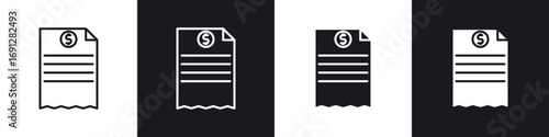 Receipt icons in flat and thin stroke style