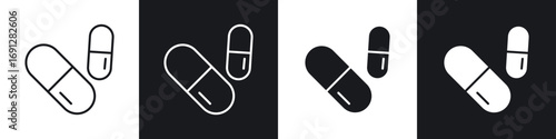Pill icons in flat and thin stroke style