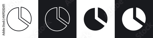 Pie chart icons in flat and thin stroke style