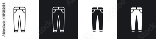 Pants icons in flat and thin stroke style