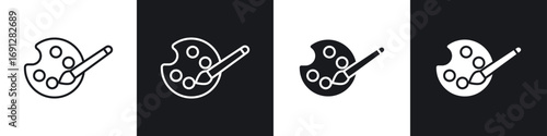 Paint icons in flat and thin stroke style