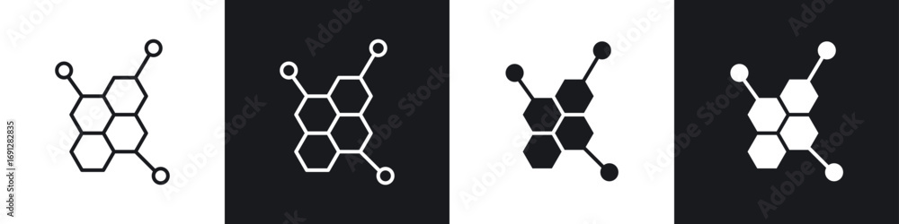 Foto Molecule icons in flat and thin stroke style