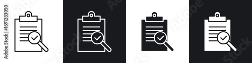 Inspection icons in flat and thin stroke style
