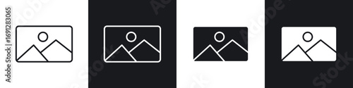 Image icons in flat and thin stroke style