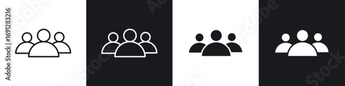 Group icons in flat and thin stroke style