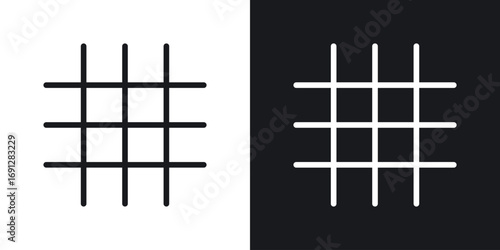 Grid icons in flat and thin stroke style