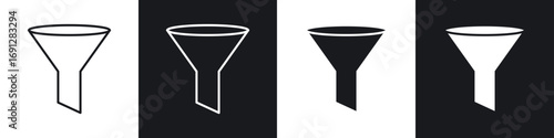 Funnel icons in flat and thin stroke style