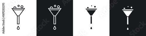 Funnel icons in flat and thin stroke style