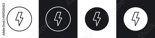 Flash icons in flat and thin stroke style
