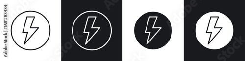 Flash icons in flat and thin stroke style