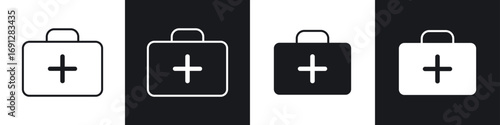 First aid icons in flat and thin stroke style