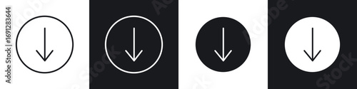 Download button icons in flat and thin stroke style