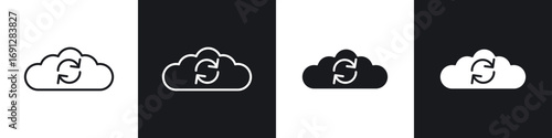 Cloud sync icons in flat and thin stroke style