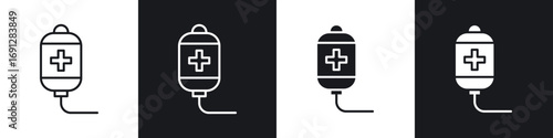 Chemotherapy icons in flat and thin stroke style
