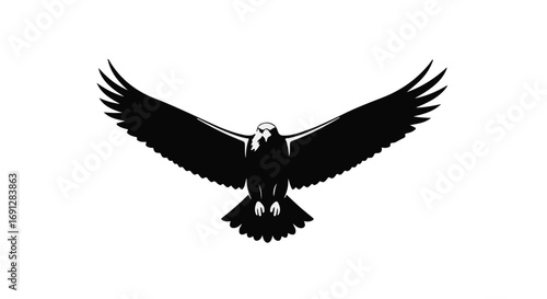 Majestic eagle with wings spread wide, soaring against a bright, clean background