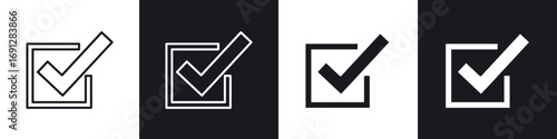 Check mark icons in flat and thin stroke style