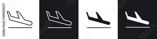 Arrival icons in flat and thin stroke style