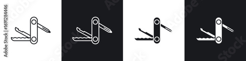 Swiss Knife icons in flat and thin stroke style