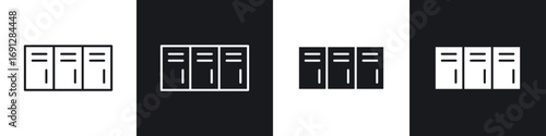 Lockers icons in flat and thin stroke style