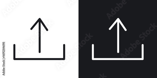 Upload icons in flat and thin stroke style