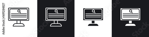 Search online icons in flat and thin stroke style