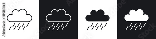 Rain icons in flat and thin stroke style
