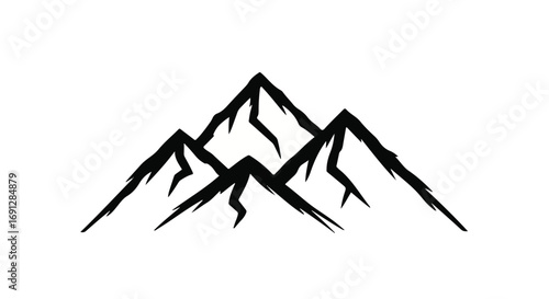 Bold, abstract mountain range silhouette symbolizing adventure and nature's grandeur
