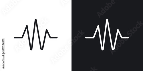 Pulse icons in flat and thin stroke style