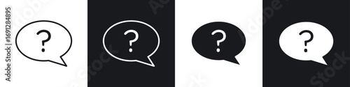 Question icons in flat and thin stroke style