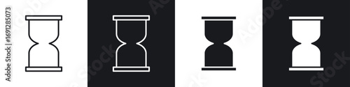 Hourglass icons in flat and thin stroke style