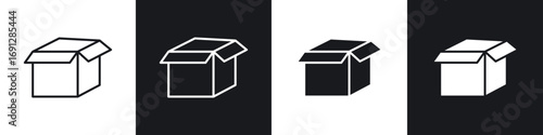 Box icons in flat and thin stroke style