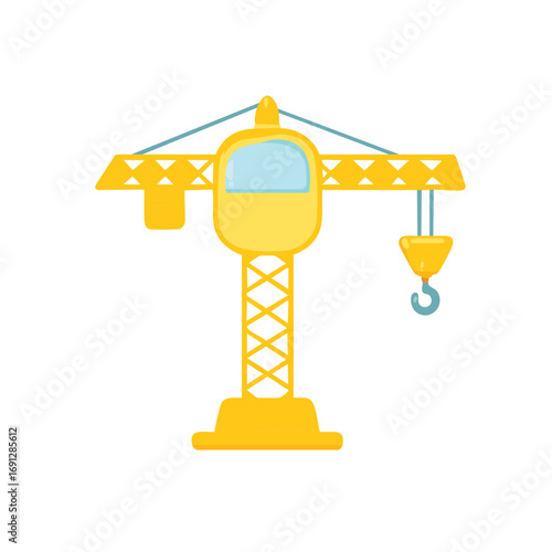 A yellow construction crane stands tall, a symbol of building and progress