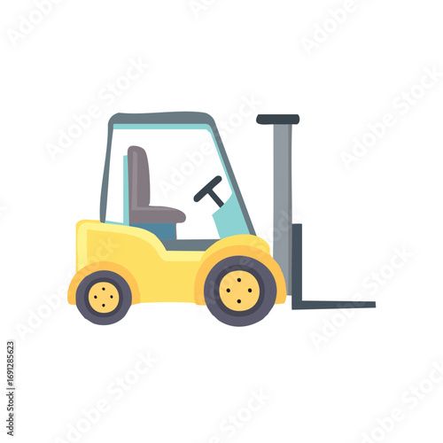 A cartoon-style illustration of a yellow forklift, perfect for representing industry and logistics