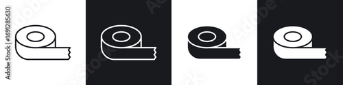 Tape icons in flat and thin stroke style