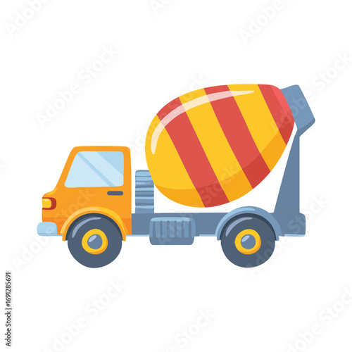 A vibrant illustration of a cement mixer truck