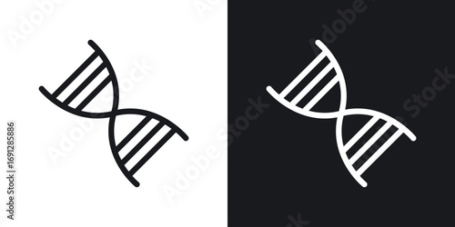DNA icons in flat and thin stroke style