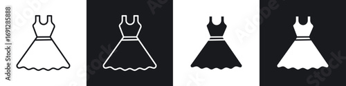 Dress icons in flat and thin stroke style
