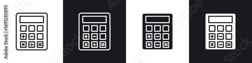 Calculator icons in flat and thin stroke style