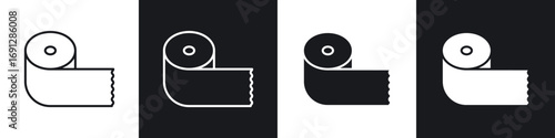 Toilet Paper icons in flat and thin stroke style