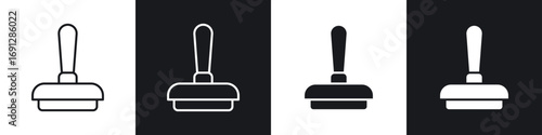 Stamp icons in flat and thin stroke style